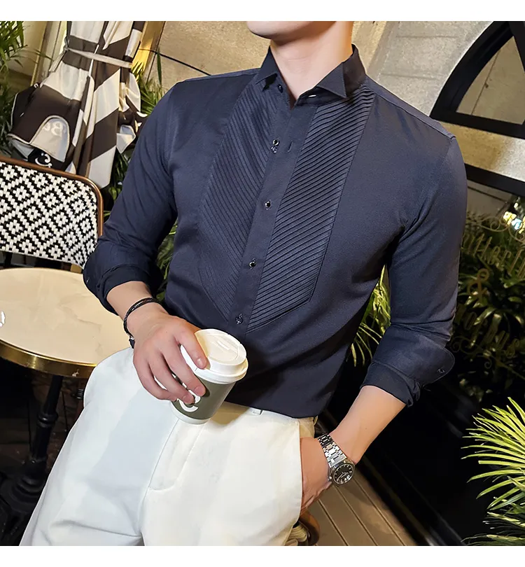 Slim-fit Men's Wedding Dress Banquet Performance Shirt - Image 15