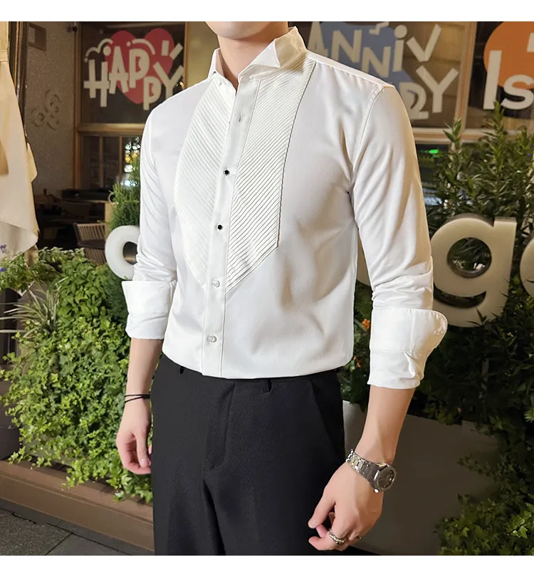 Slim-fit Men's Wedding Dress Banquet Performance Shirt - Image 13