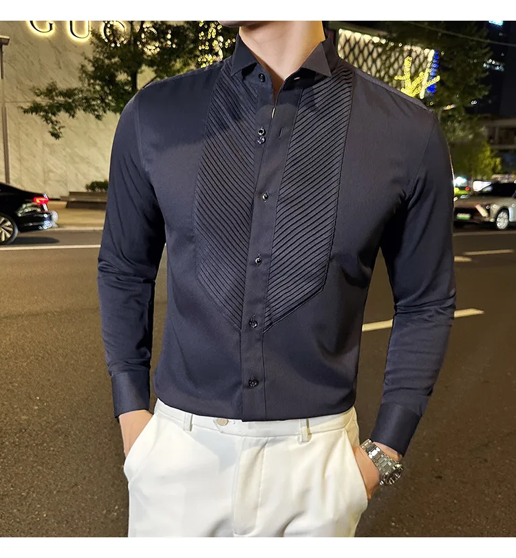 Slim-fit Men's Wedding Dress Banquet Performance Shirt - Image 5
