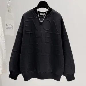 Men's And Women's Three-dimensional Letters Trendy Round-neck Non-hoodie Thin Loose Long Sleeve Top